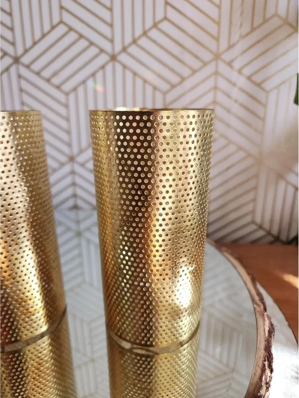 Vintage Mid Century Modern Brass Mesh Light Diffuser 5